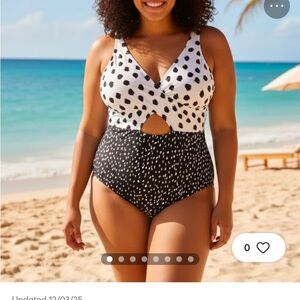 Beach Berry Black and White Polka Dot Swimsuit size large